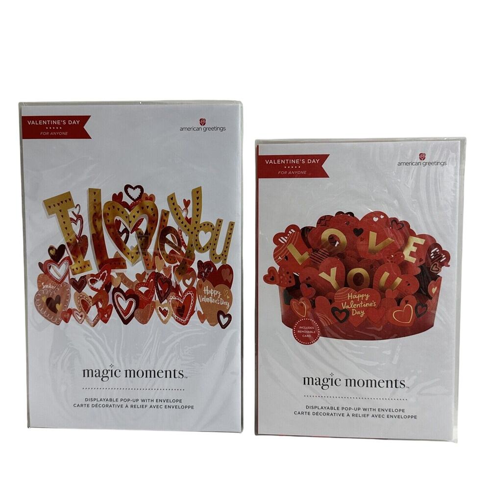 American Greetings Magic Moments Displayable Pop-Up Valentines Day Card Lot of 2